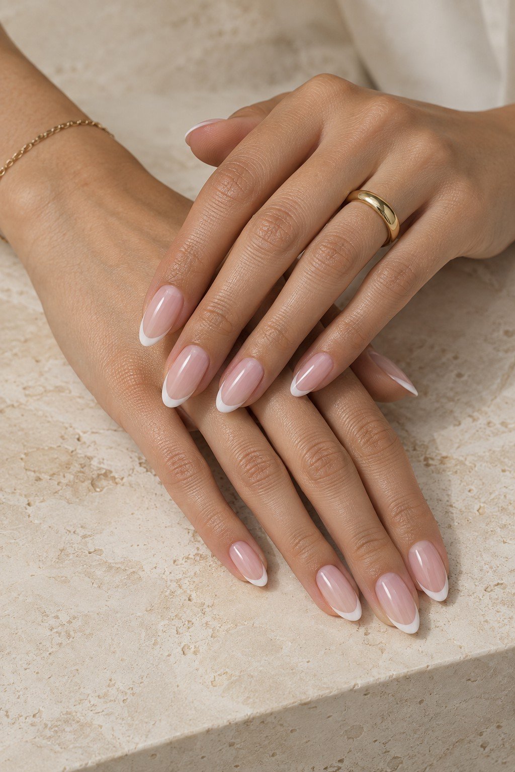 Blush pink manicure with gold foil nail art inspiration