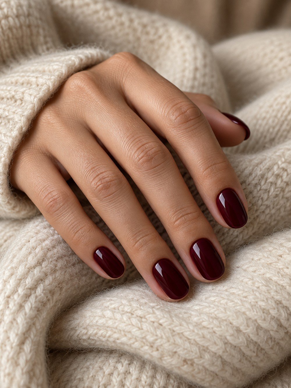 Deep burgundy gloss nail inspiration